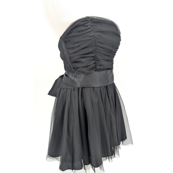 Y2K Forever 21 Dark Fairy Gothic Glam Indie Tulle Satin Bow Mini Dress Large - Picture 3 of 10